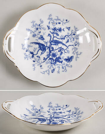 Cairo Blue On White (Not Raised, Gold) 2 Handle Bon Bon