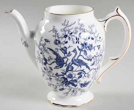 Cairo Blue On White (Not Raised, Gold) Coffee Pot No Lid