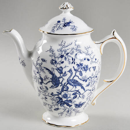 Cairo Blue On White (Not Raised, Gold) Coffee Pot & Lid