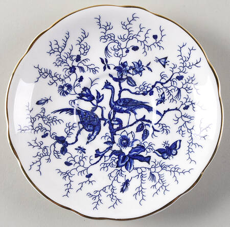Cairo Blue On White (Not Raised, Gold) Saucer for Footed Cream Soup Bowl