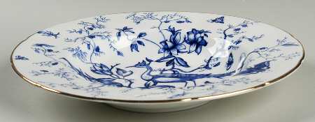 Cairo Blue On White (Not Raised, Gold) Rim Soup Bowl