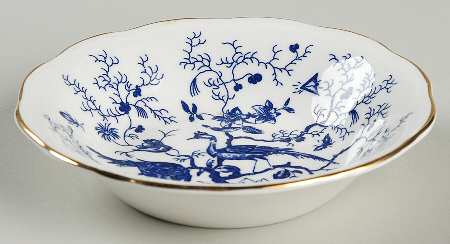 Cairo Blue On White (Not Raised, Gold) Fruit/Dessert (Sauce) Bowl