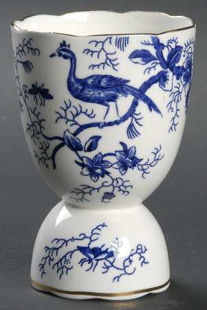 Cairo Blue On White (Not Raised, Gold) Double Egg Cup