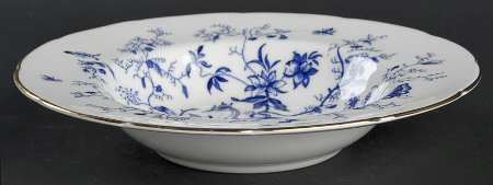 Cairo Blue On White (Not Raised, Gold) Rim Soup Bowl