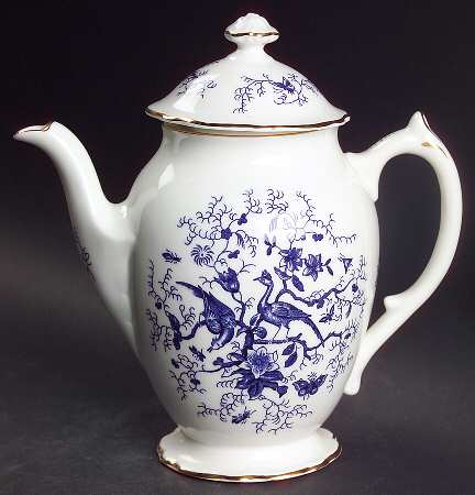 Cairo Blue On White (Not Raised, Gold) Mini Coffee Pot & Lid