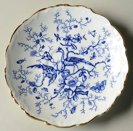 Cairo Blue On White (Raised Edge, Gold) Saucer for Footed Cup