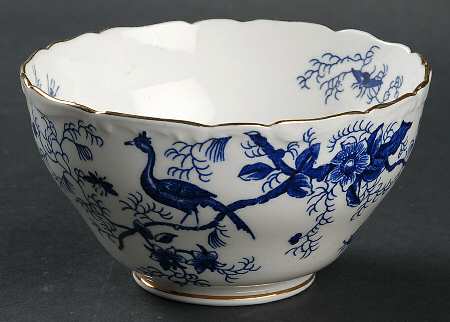 Cairo Blue On White (Raised Edge, Gold) Open Sugar Bowl