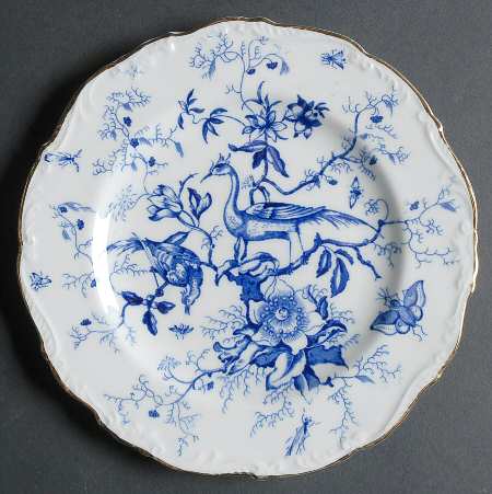Cairo Blue On White (Raised Edge, Gold) Salad Plate