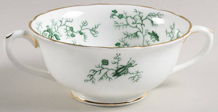 Cairo Green on White (Gold) Footed Cream Soup Bowl