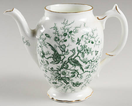 Cairo Green on White (Gold) Coffee Pot No Lid