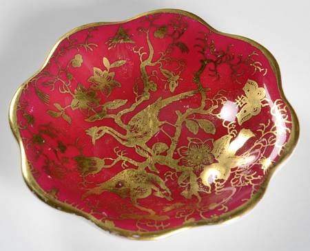 Cairo Gold On Maroon Butter Pat by Coalport