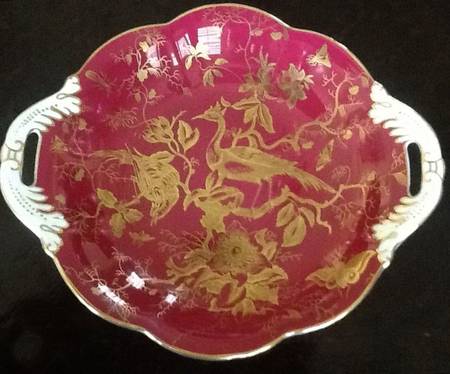 Cairo Gold On Maroon 2 Handle Bon Bon by Coalport