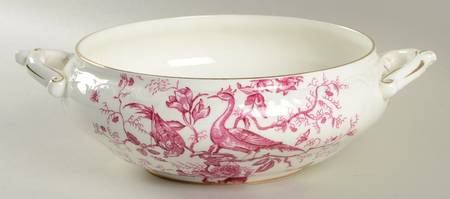 Cairo Pink On White (Raised Edge, Gold) Round Vegetable No Lid by Coalport