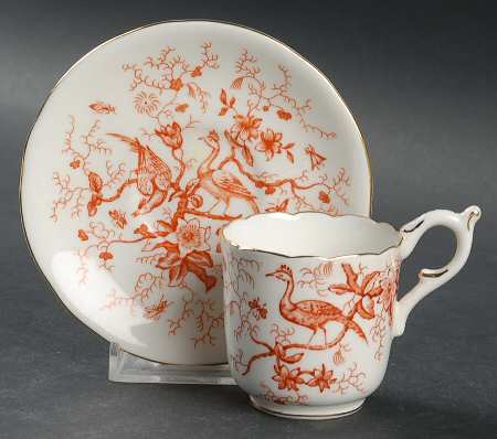 Cairo Rust On White (Not Raised, Gold) Footed Demitasse Cup & Saucer Set by Coalport