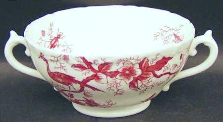 Cairo Rust On White (Raised Edge, No Trim) Footed Cream Soup Bowl