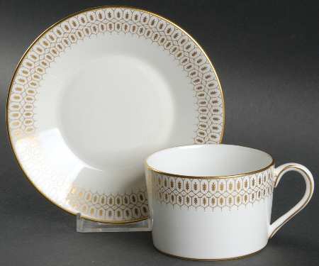 Chateau Gold and White Flat Cup & Saucer Set by Coalport