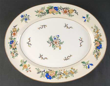 Corea (Gold Trim) 15" Oval Serving Platter