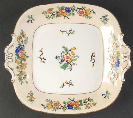 Corea (Gold Trim) Square Handled Cake Plate
