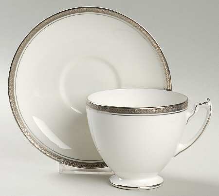 Elite Platinum Footed Cup & Saucer Set
