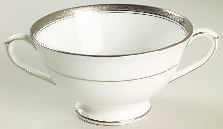 Elite Platinum Footed Cream Soup Bowl