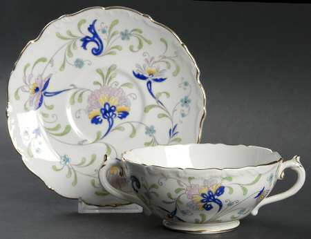 Fanfare Japan Footed Cream Soup Bowl & Saucer Set by Coalport