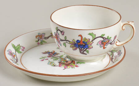 Flower Pot (Brown Trim, Smooth) Snack Plate & Cup Set by Coalport