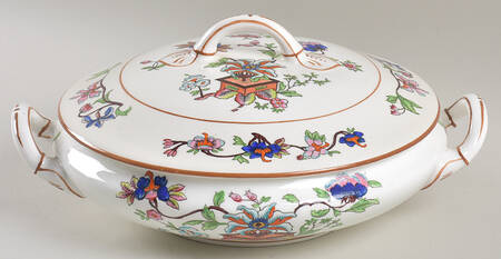 Flower Pot (Brown Trim, Smooth) Round Covered Vegetable by Coalport
