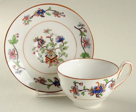 Flower Pot (Brown Trim, Smooth) Footed Cup & Saucer Set by Coalport