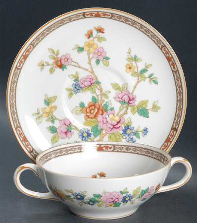 Flower of Tibet Flat Cream Soup Bowl & Saucer Set by Coalport