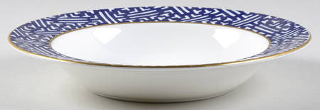 Fretwork Blue (Canton) Rim Soup Bowl