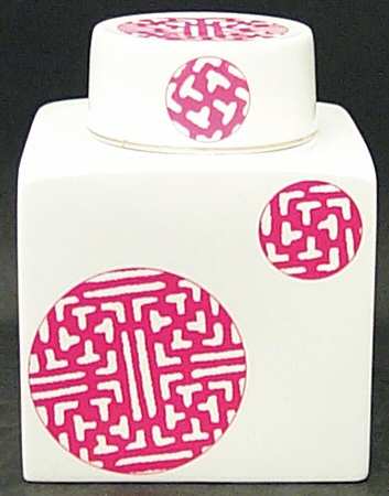 Fretwork Red Tea Caddy & Lid