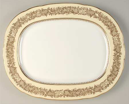 Golden Wedding Cream 16" Oval Serving Platter