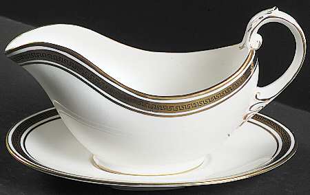 Greek Key Gravy Boat & Underplate by Coalport