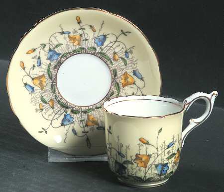 Harebell Pale Yellow Footed Demitasse Cup & Saucer Set