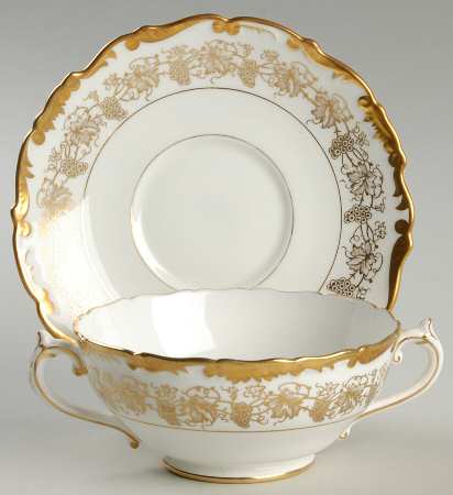 Hazelton White Footed Cream Soup Bowl & Saucer Set