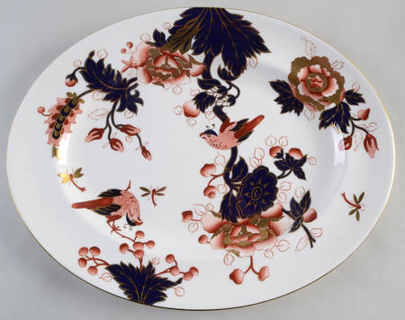 Hong Kong (New Backstamp, Mauve Flowers) 13" Oval Serving Platter by Coalport