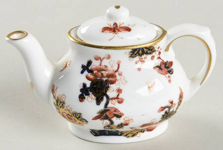 Hong Kong (New Backstamp, Mauve Flowers) Toy Teapot & Lid