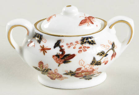 Hong Kong (New Backstamp, Mauve Flowers) Toy Sugar Bowl & Lid
