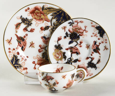 Hong Kong (New Backstamp, Mauve Flowers) Miniature Cup and Saucer Set