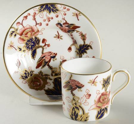 Hong Kong (New Backstamp, Mauve Flowers) Flat Demitasse Cup & Saucer Set