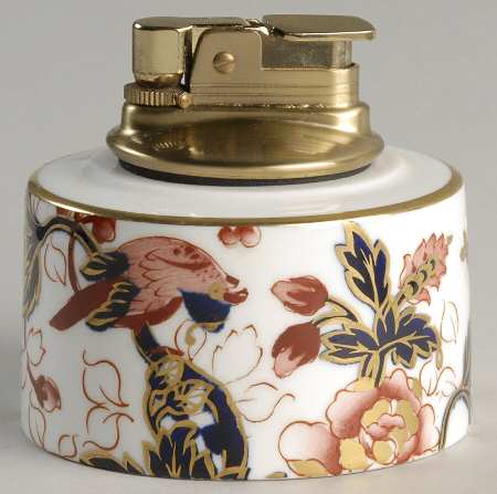 Hong Kong (New Backstamp, Mauve Flowers) Cigarette Lighter