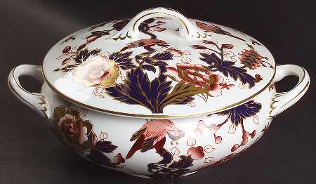 Hong Kong (New Backstamp, Mauve Flowers) Round Covered Vegetable by Coalport