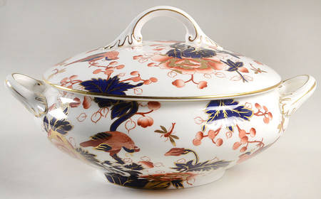 Hong Kong (Old Backstamp, Rust Flowers) Tureen &  Lid