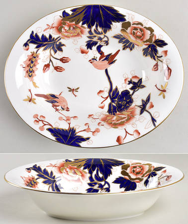 Hong Kong (Old Backstamp, Rust Flowers) 9" Oval Vegetable Bowl