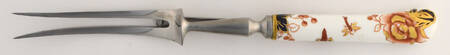 Hong Kong (Old Backstamp, Rust Flowers) Carving Fork with Stainless Prongs