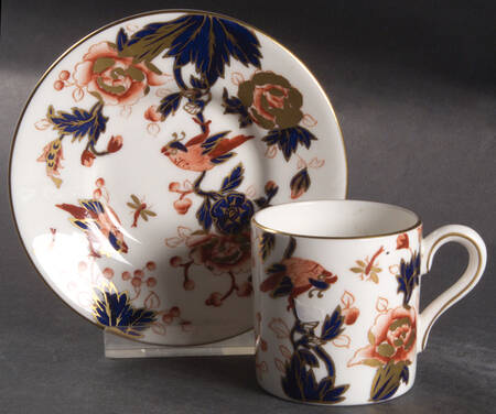 Hong Kong (Old Backstamp, Rust Flowers) Flat Demitasse Cup & Saucer Set