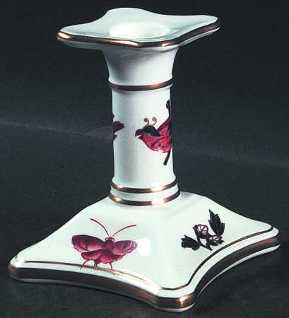 Hong Kong (Old Backstamp, Rust Flowers) Single Light Candlestick