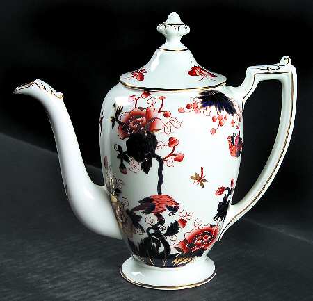 Hong Kong (Old Backstamp, Rust Flowers) Small Coffee Pot & Lid