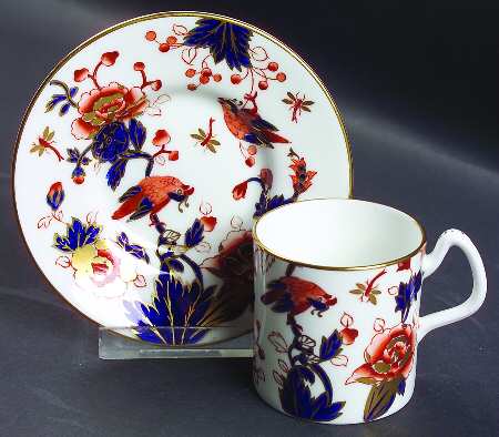Hong Kong (Old Backstamp, Rust Flowers) Flat Demitasse Cup & Saucer Set