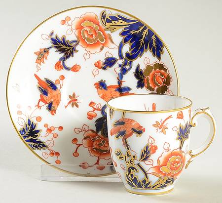 Hong Kong (Old Backstamp, Rust Flowers) Flat Demitasse Cup & Saucer Set